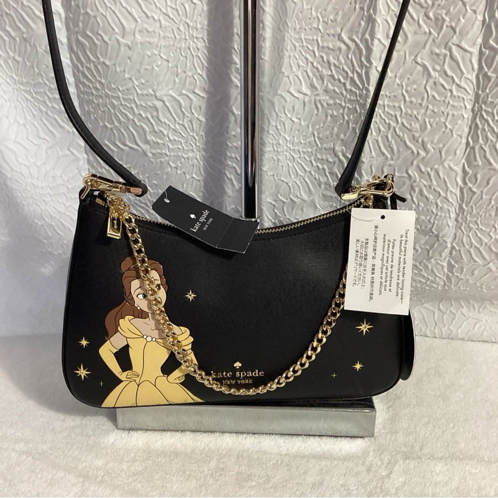 SOLD……..Kate Spade Disney Beauty and the Beast Belle Black Leather Convertible - Picture 3 of 13